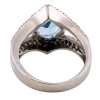 18ct white gold Blue Topaz / Cubic Zirconia Ring size N